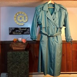 Vintage Pale Teal Double Breasted Trench Coat